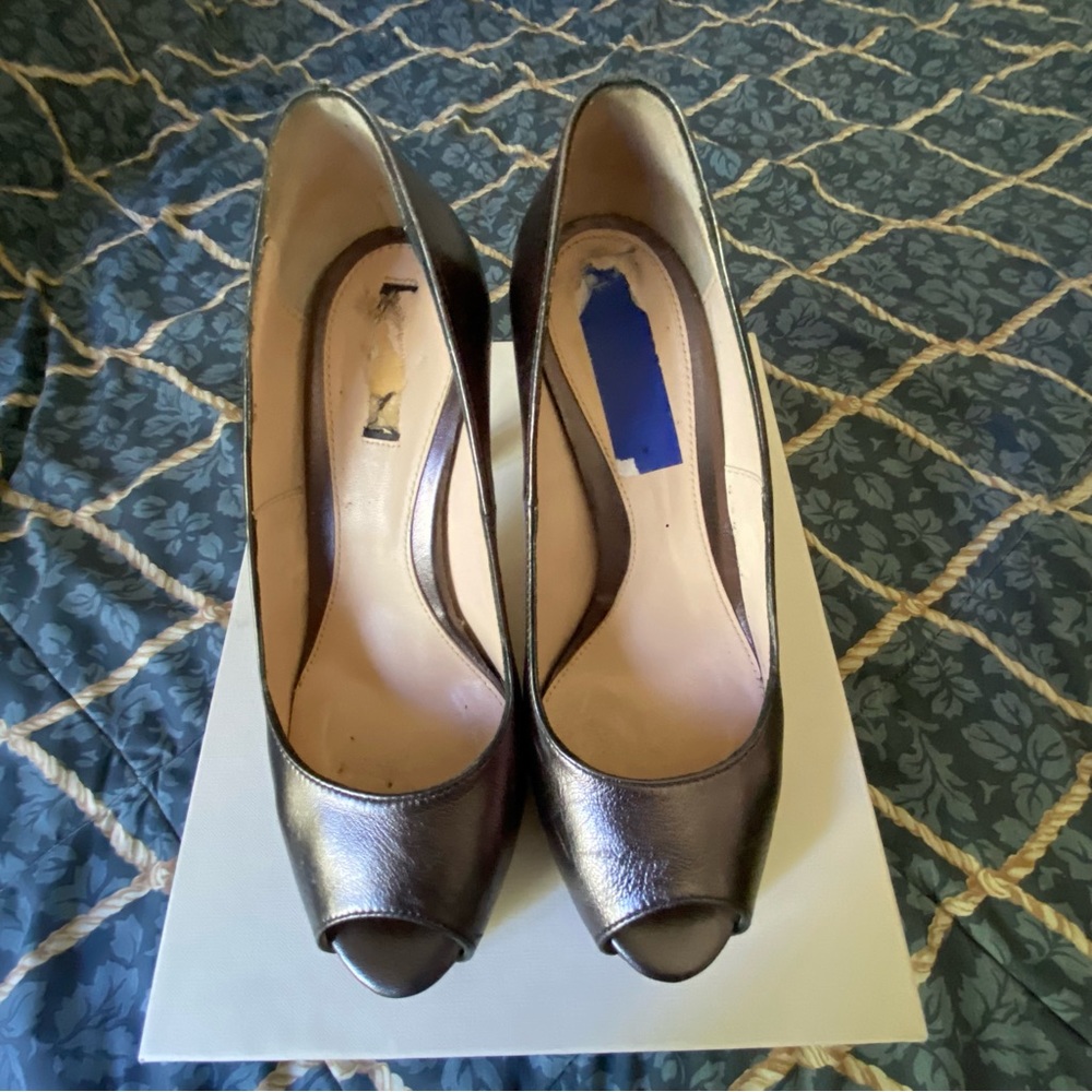 Marina Rinaldi leather peep toe high heel pumps